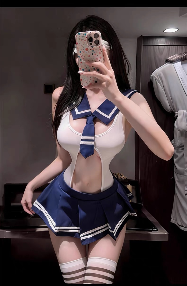 Navy & Ivory Sailor Bodysuit Set in Navy / Ivory